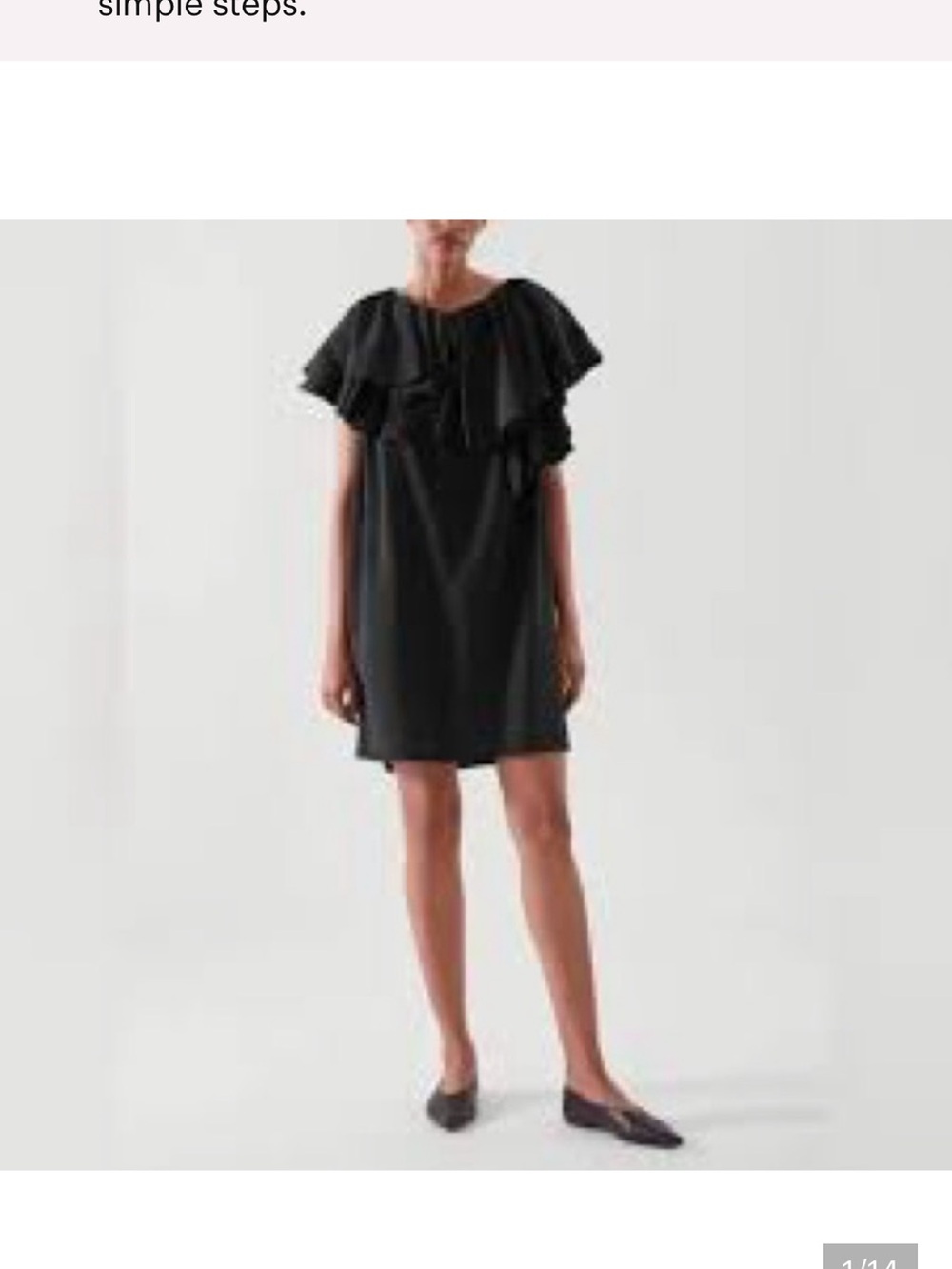 COS Black Ruffle Dress Size 8